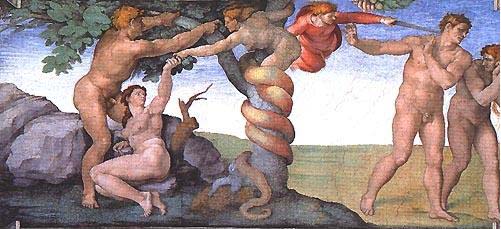 Tentacion de la serpiente y expulsion del paraíso - Miguel Angel